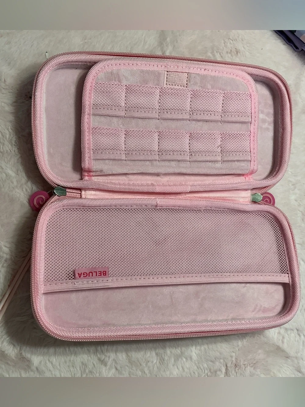 Pink Kids Candy Cat Zip Pouch - Cute Travel Case D27